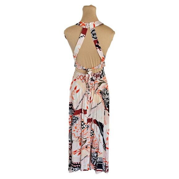 Abel The Label Open Back Orange Black Color Summer Dress Sz S - Picture 6 of 12